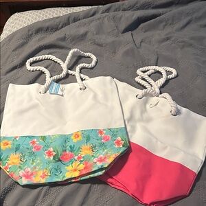 Colorful Floral and Pink Tote Bags set of 2